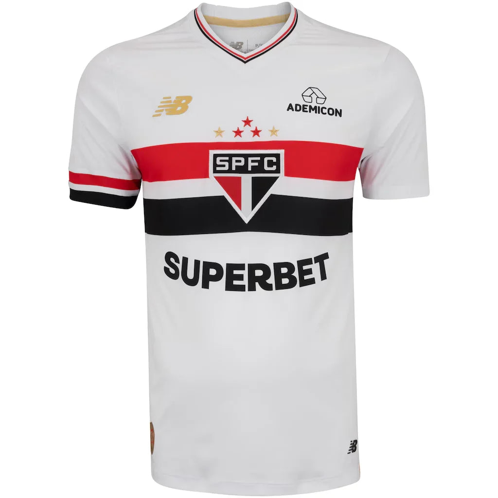 Camisa São Paulo I 25/26 s/n Torcedor New Balance Masculina - Branco+Vermelho