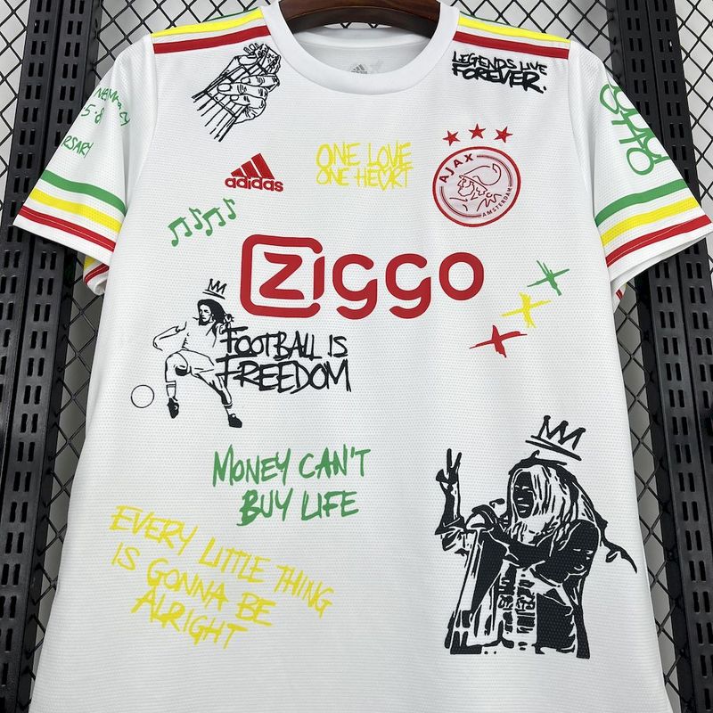 Camisa Ajax 25/26 s/n Amsterdam Bob Marley 40th Adidas Torcedor