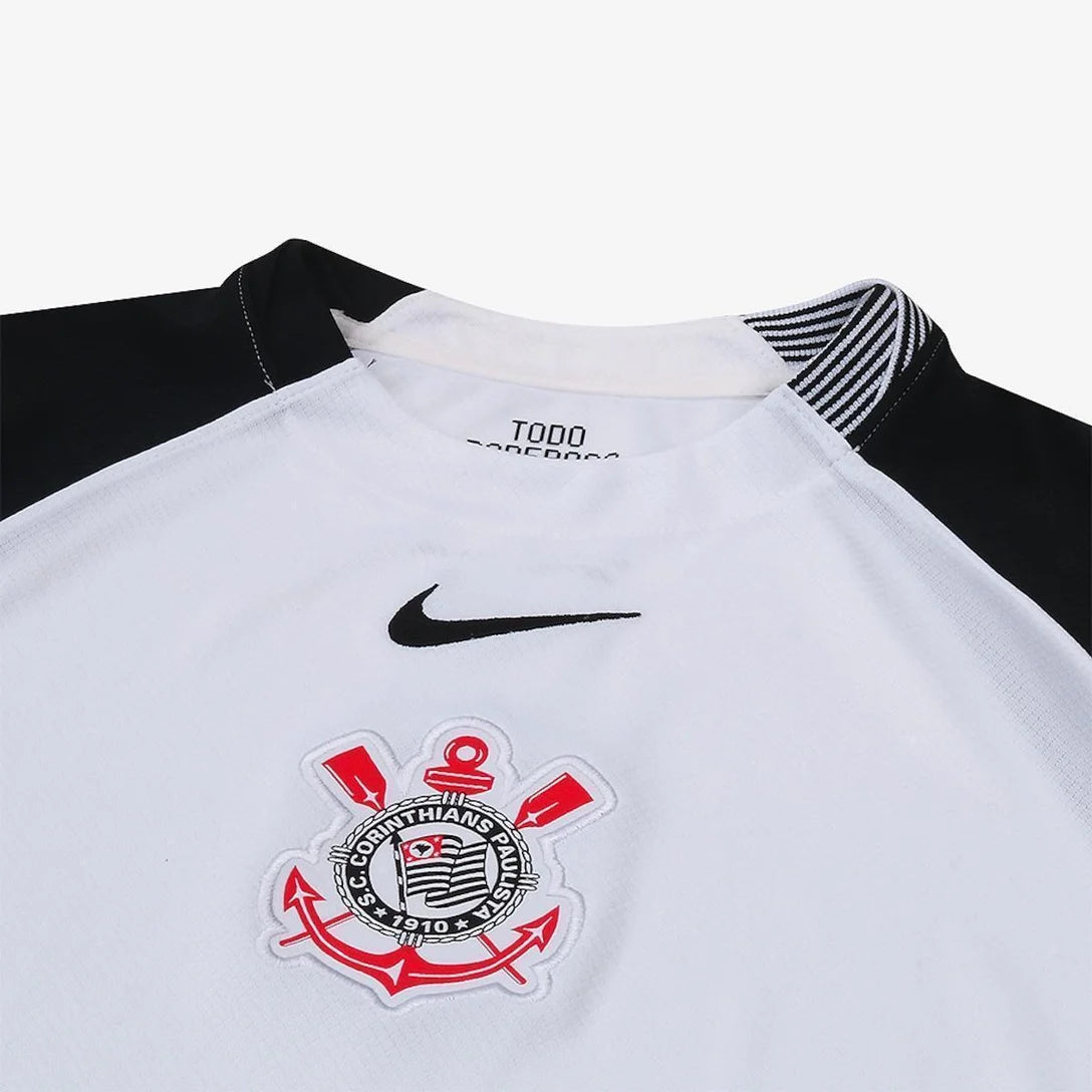 Camisa Nike Corinthians I 25/26 Torcedora Feminina - Branco+Preto