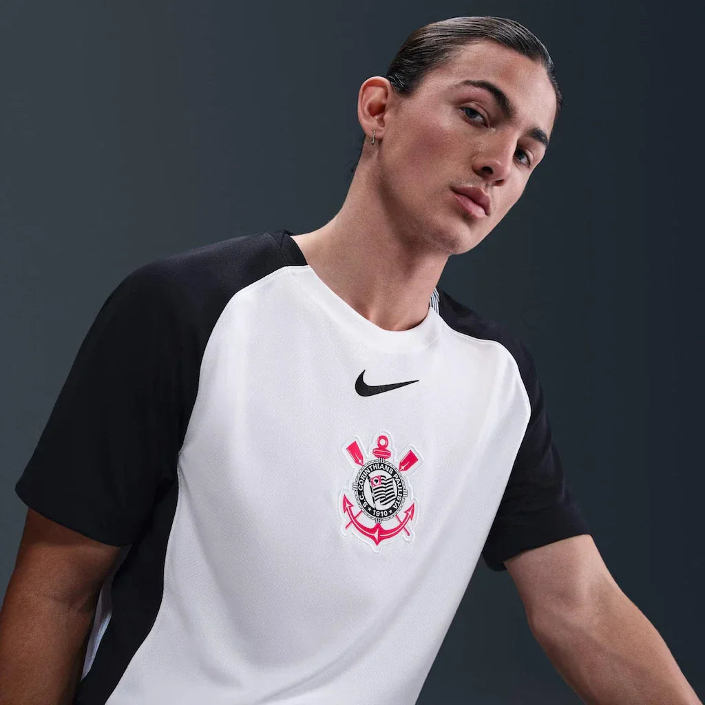 Camisa Corinthians I 25/26 s/n Torcedor Nike Masculina - Branco+Preto