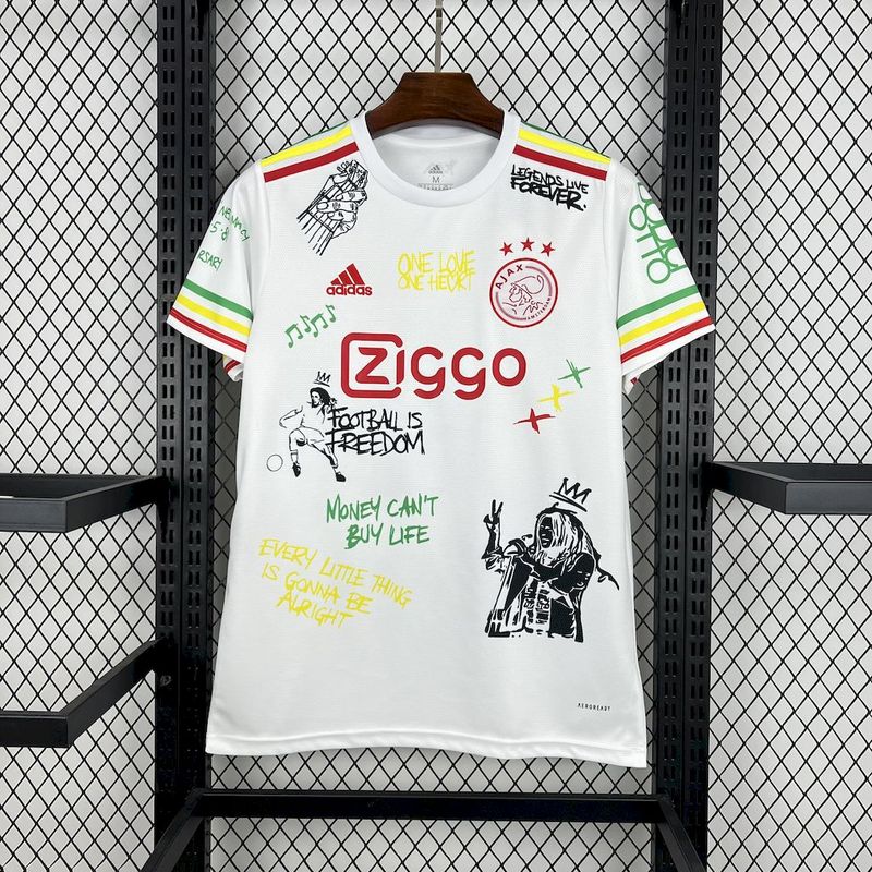 Camisa Ajax 25/26 s/n Amsterdam Bob Marley 40th Adidas Torcedor