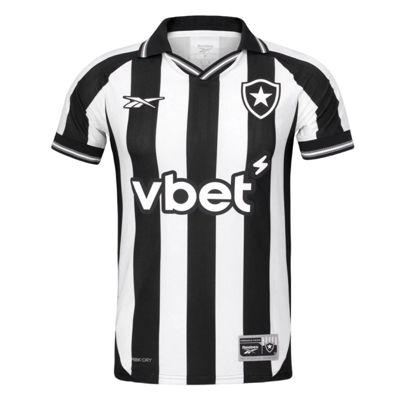Camisa Botafogo I 25/26 s/n Torcedor Reebok Masculina - Branco+Preto
