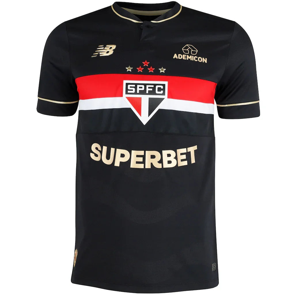 Camisa São Paulo III 25/26 s/n° Torcedor Comemorativa New Balance Masculina - Preto+Vermelho