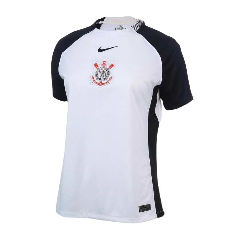 Camisa Nike Corinthians I 25/26 Torcedora Feminina - Branco+Preto