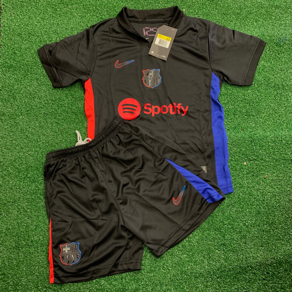 Conjuntinho Infantil Barcelona Nike  Preto+Vermelho+Azul