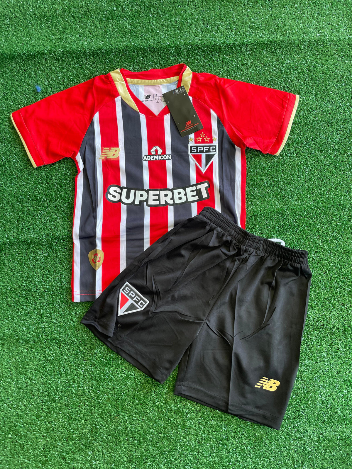 Conjuntinho Infantil São Paulo NewBalance Vermelho+Preto+Branco