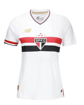 Camisa São Paulo I 25/26 Torcedor New Balance Feminina - Branco+Vermelho