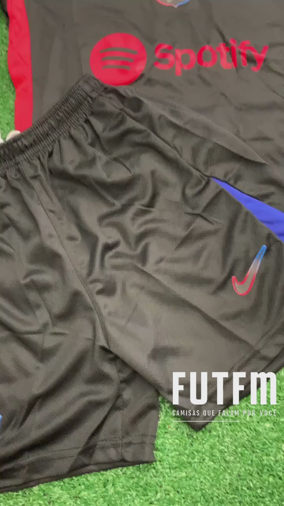 Conjuntinho Infantil Barcelona Nike  Preto+Vermelho+Azul