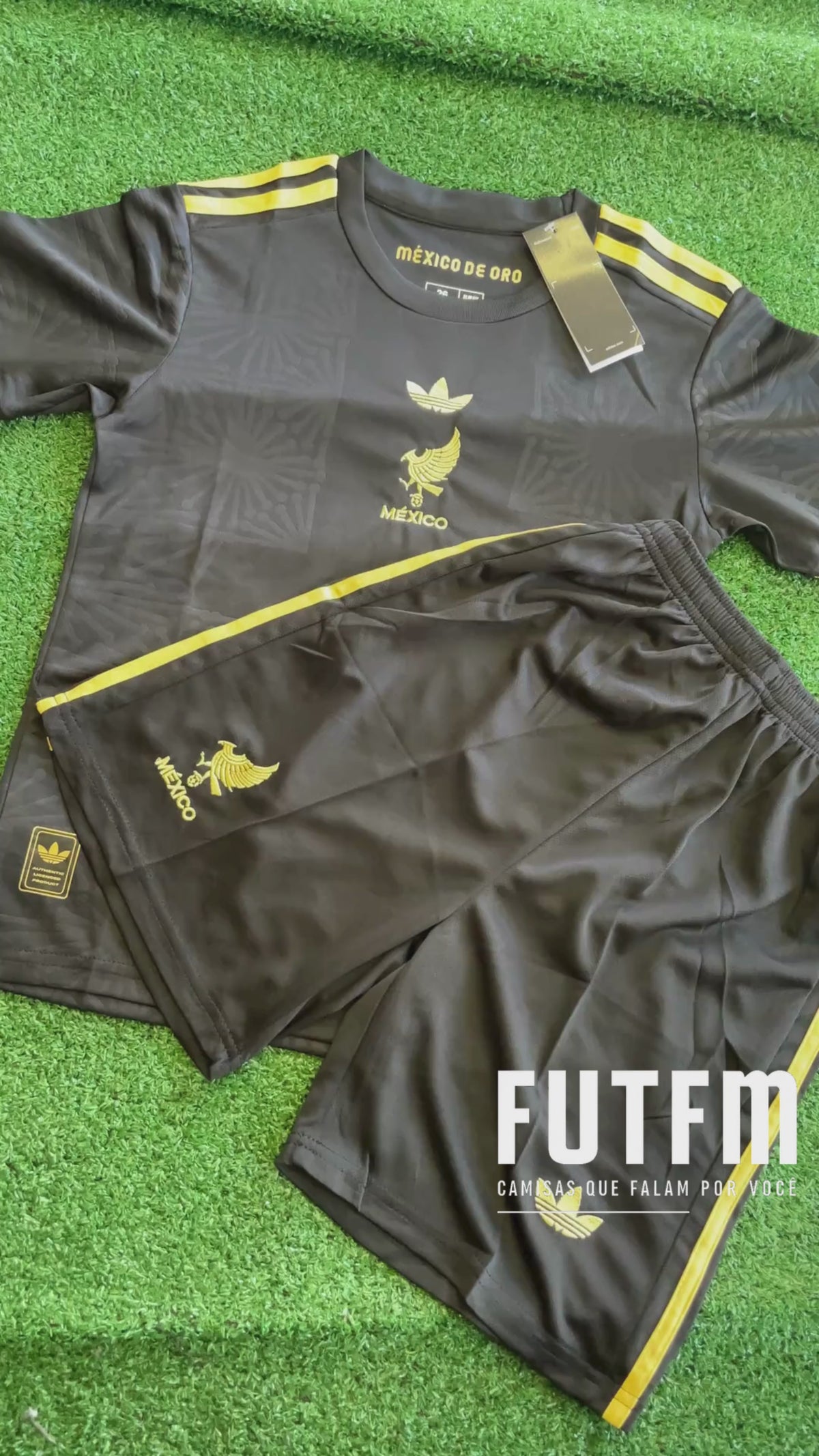 Conjuntinho Infantil Mexico Adidas Preto+Dourado