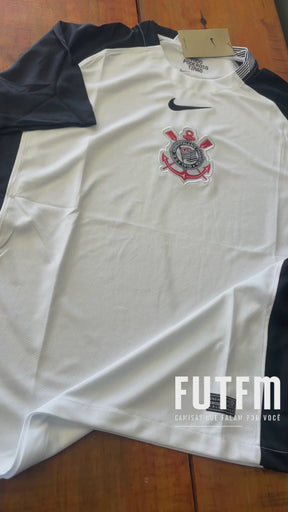Camisa Corinthians I 25/26 s/n Torcedor Nike Masculina - Branco+Preto