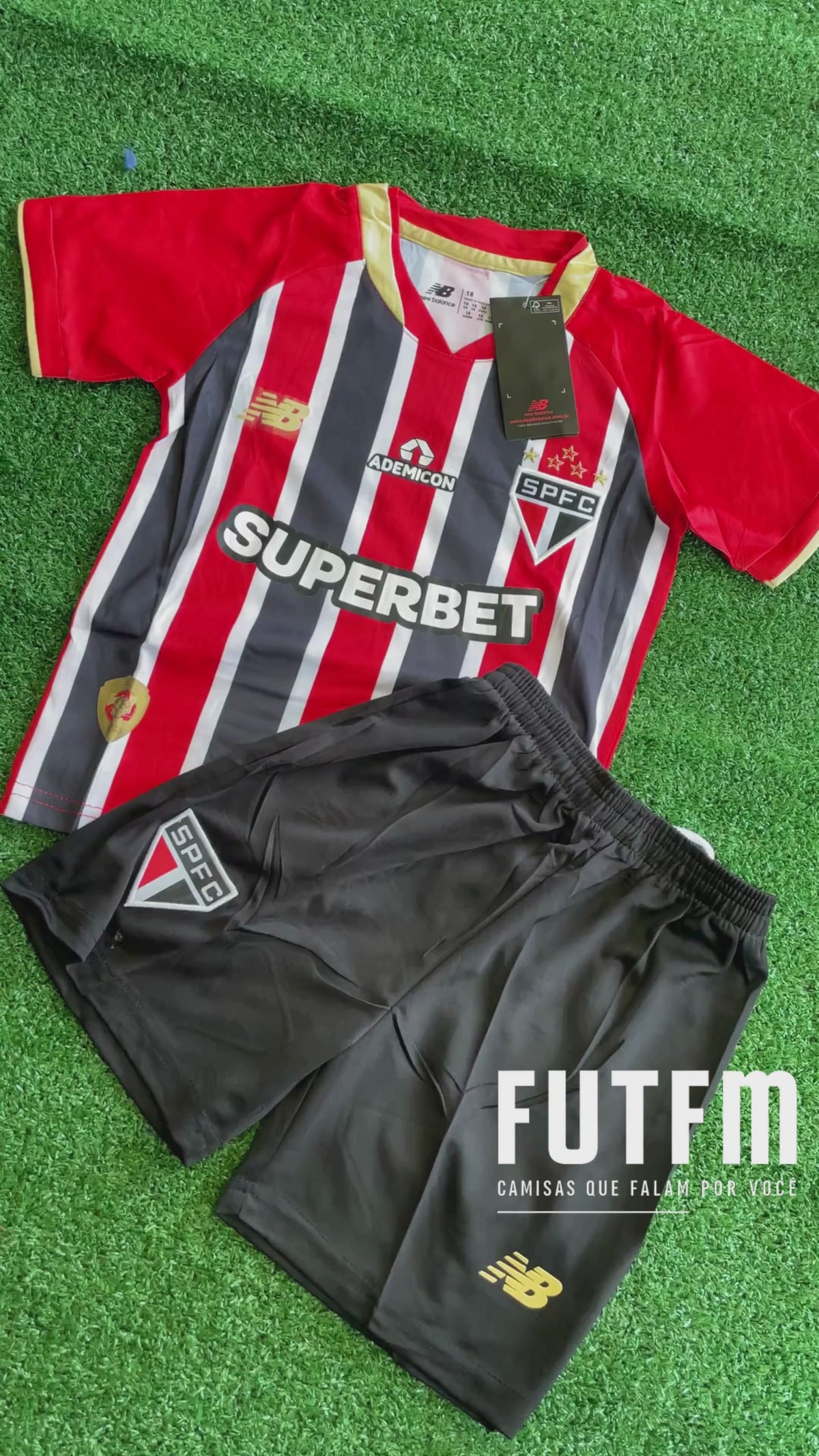 Conjuntinho Infantil São Paulo NewBalance Vermelho+Preto+Branco