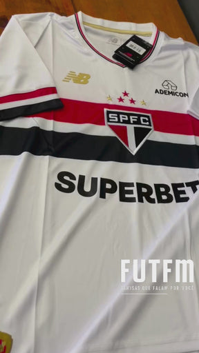 Camisa São Paulo I 25/26 s/n Torcedor New Balance Masculina - Branco+Vermelho