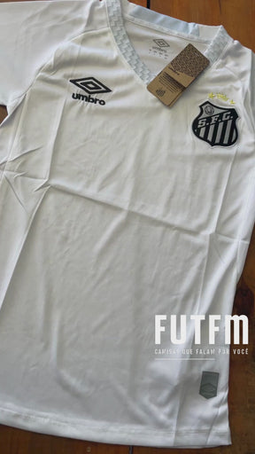 Camisa Santos I 25/26 s/n Jogador Umbro Feminina - Branco+Cinza